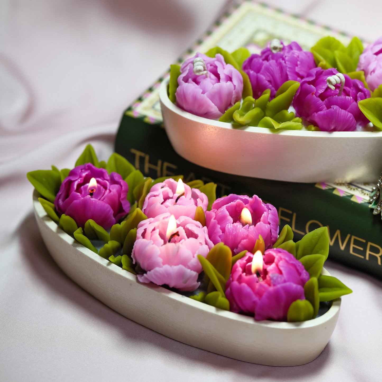 Peony Tulip Flowers Candle Set