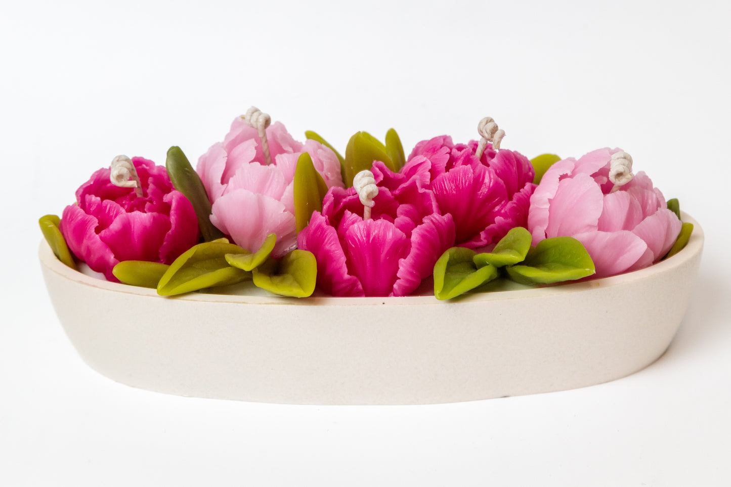 Peony Tulip Flowers Candle Set