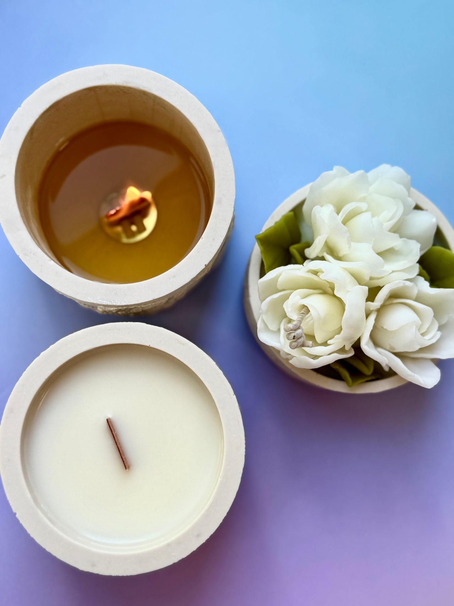 Gardenia Flower Refillable Candle with Gift Box