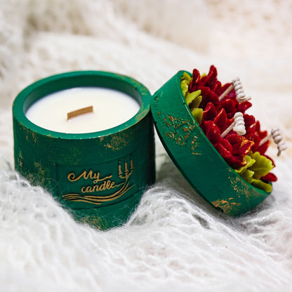 Poinsettia Flower Refillable Candle with Gift Box
