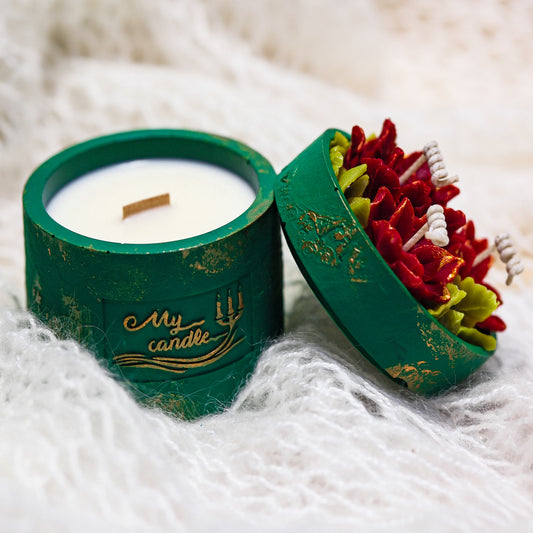 Poinsettia Flower Refillable Candle with Gift Box
