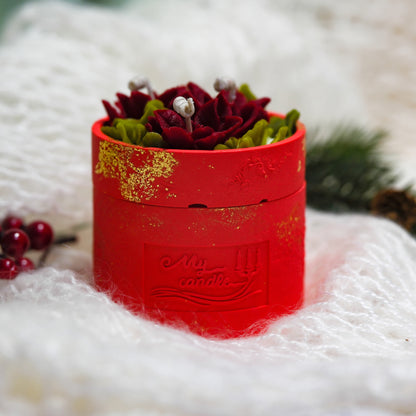 Poinsettia Flower Refillable Candle with Gift Box