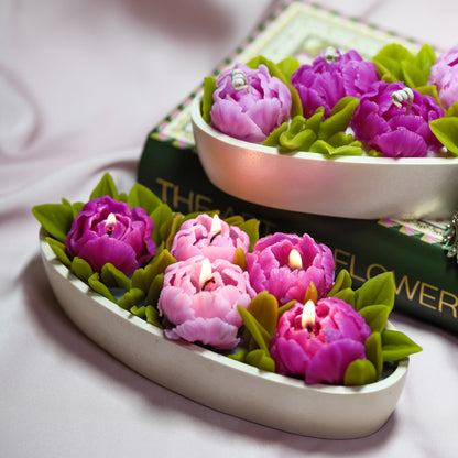 Peony Tulip Flowers Candle Set