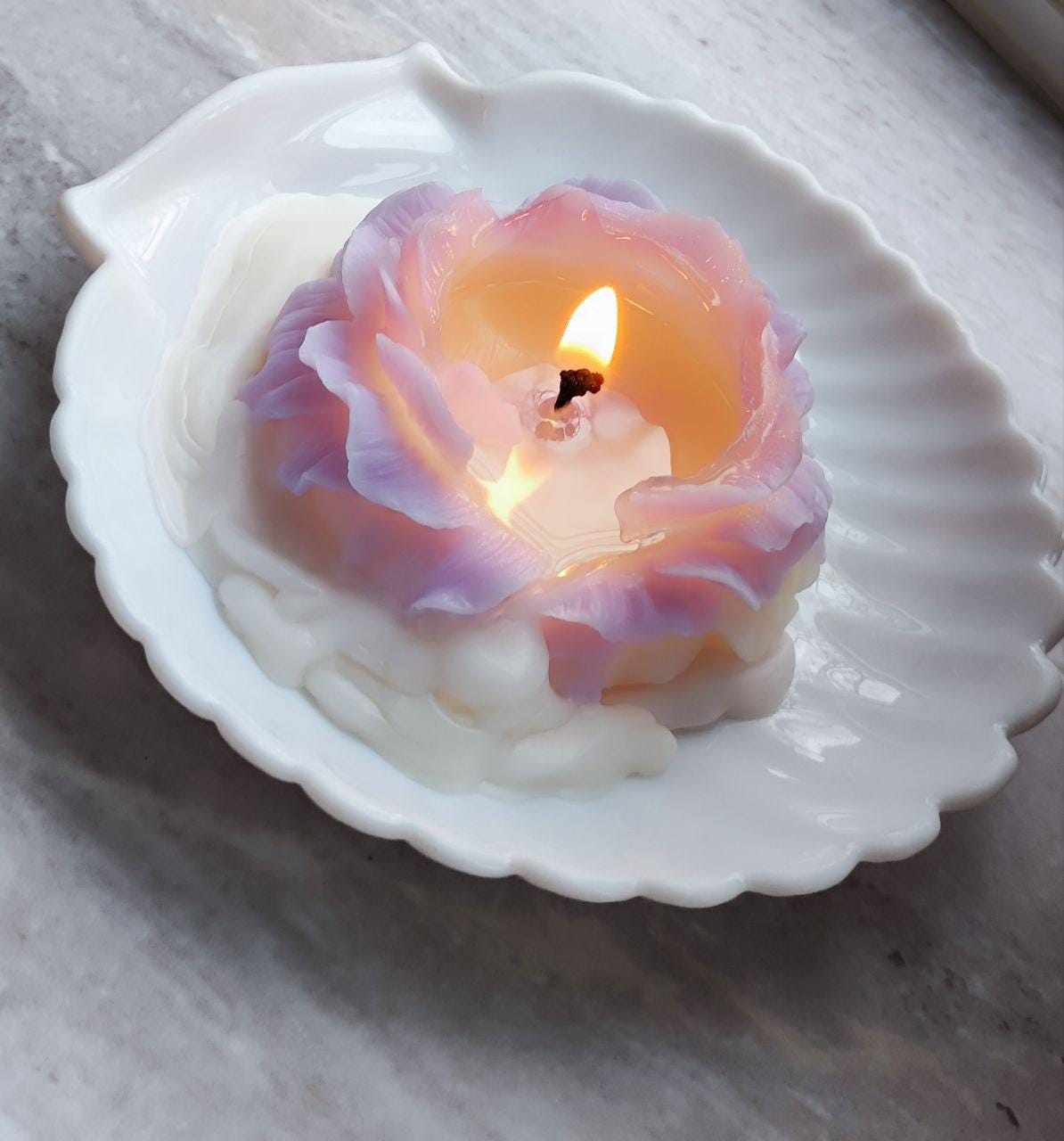 Handmade Peony Flower Soy Wax Candle