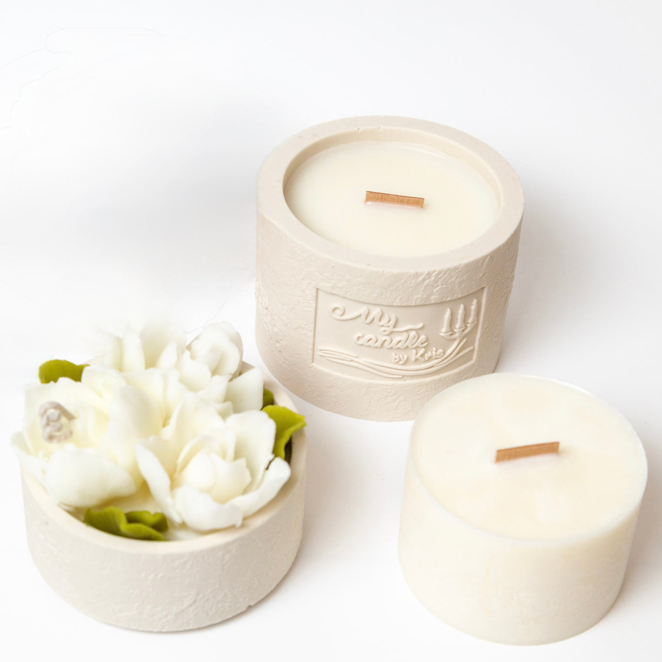 Gardenia Flower Refillable Candle with Gift Box