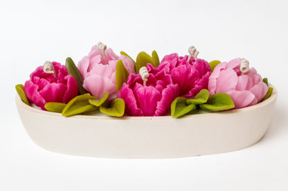 Peony Tulip Flowers Candle Set