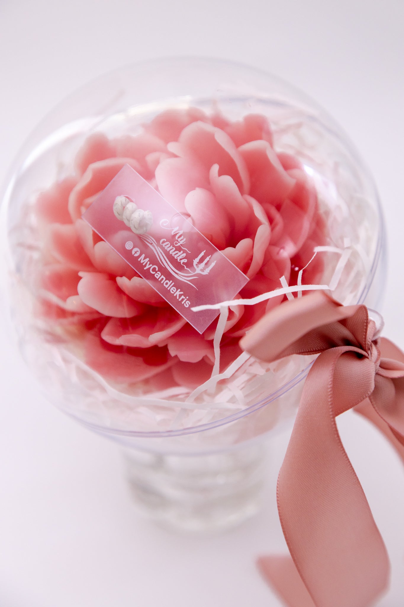 Handmade Peony Flower Beeswax Candle