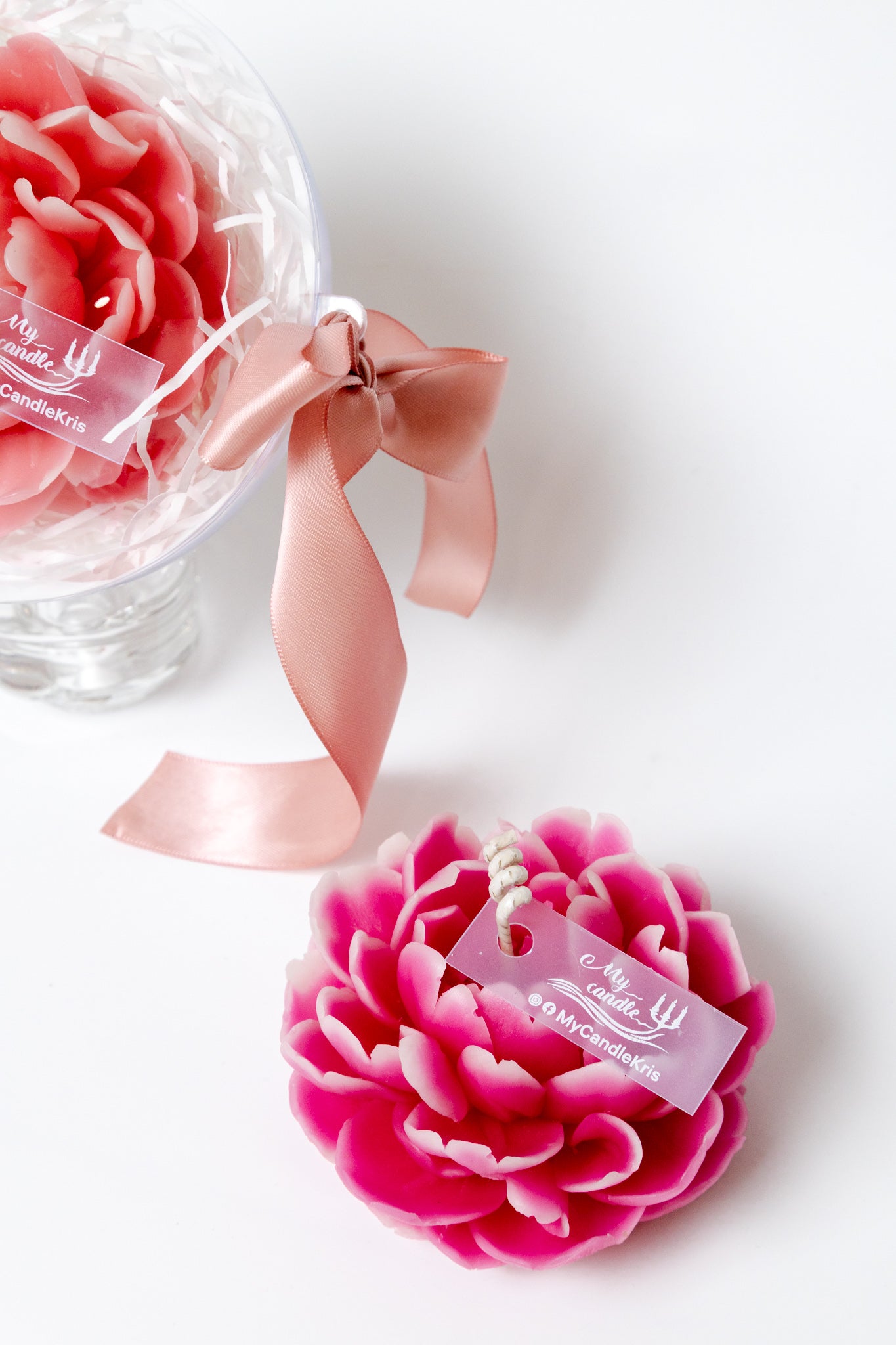 Handmade Peony Flower Beeswax Candle