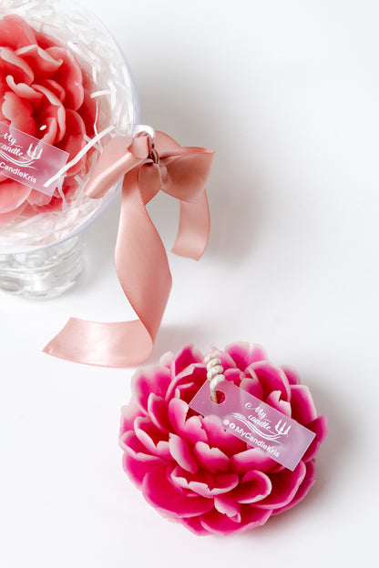 Handmade Peony Flower Beeswax Candle
