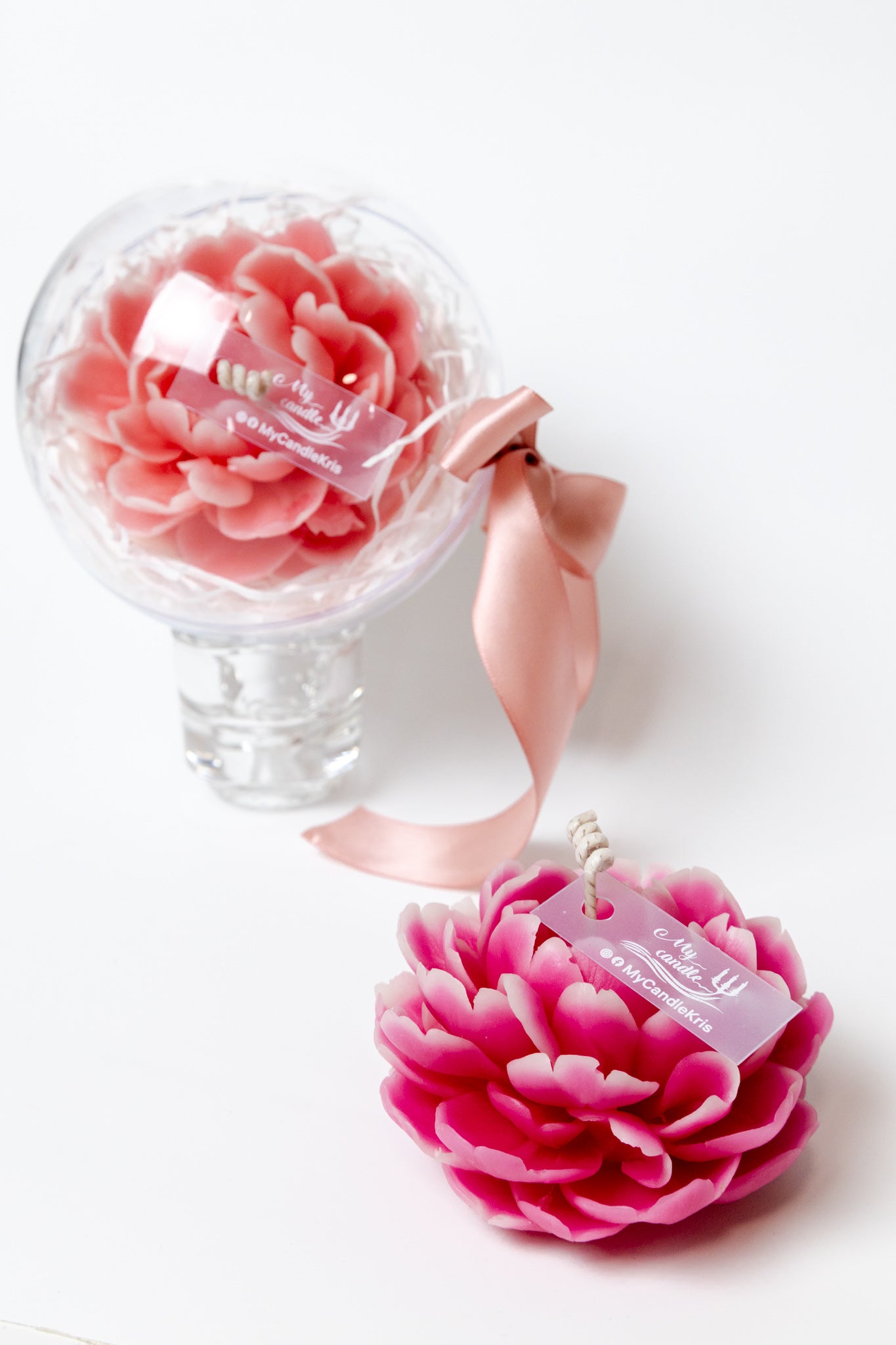 Handmade Peony Flower Beeswax Candle