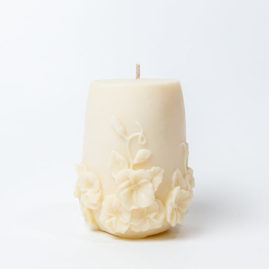 Handmade Pillar Soy Wax Candle "Flower Pillar"