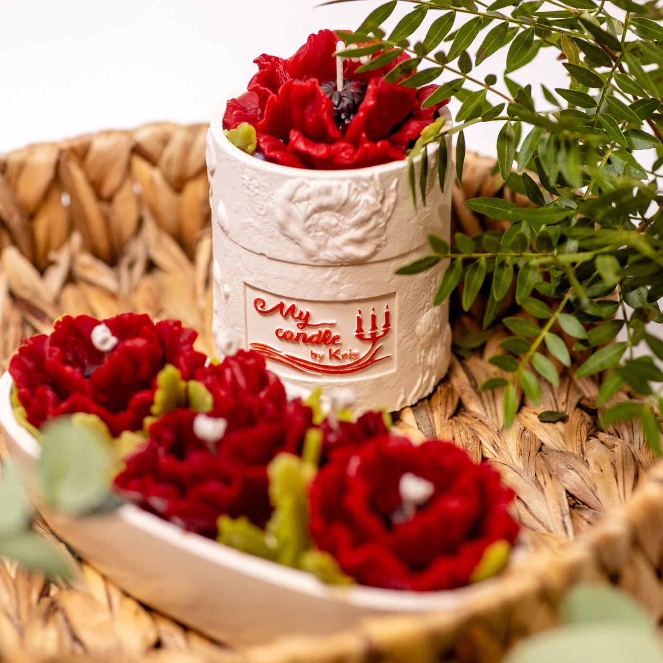 Poppy Flower Refillable Candle with Gift Box