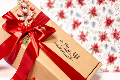 Poinsettia Flower Refillable Candle with Gift Box