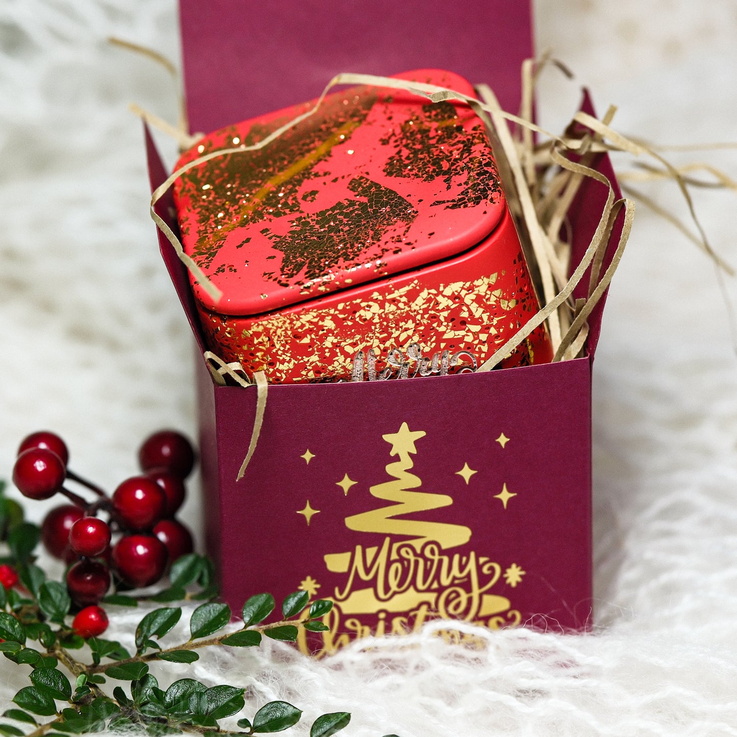 Handmade Soy Wax Candle with Christmas Box