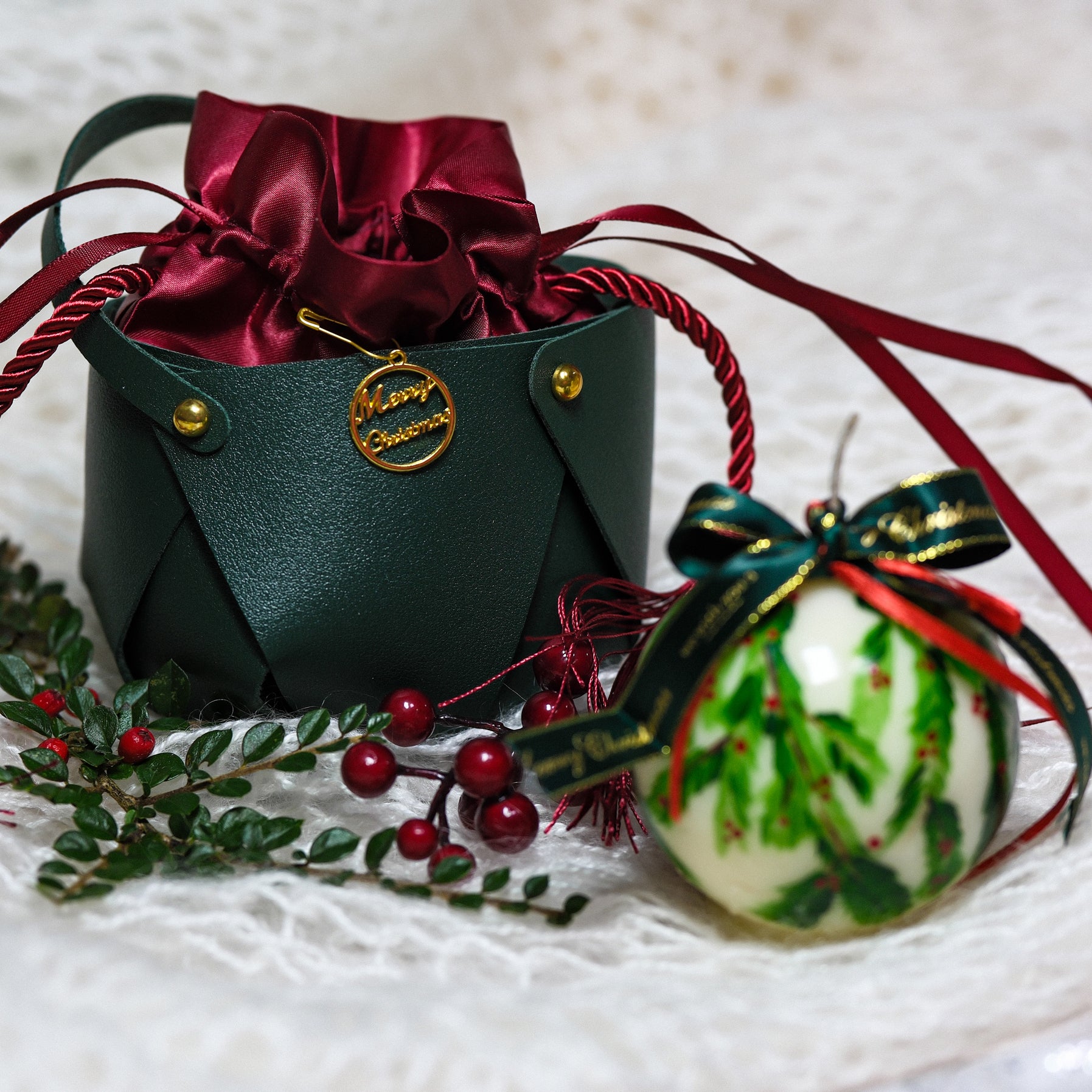 Handmade Unscented Beeswax & Soy Wax Blend Candle "Christmas Ball"