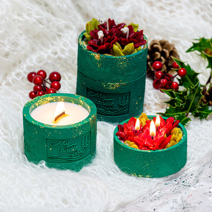 Poinsettia Flower Refillable Candle with Gift Box