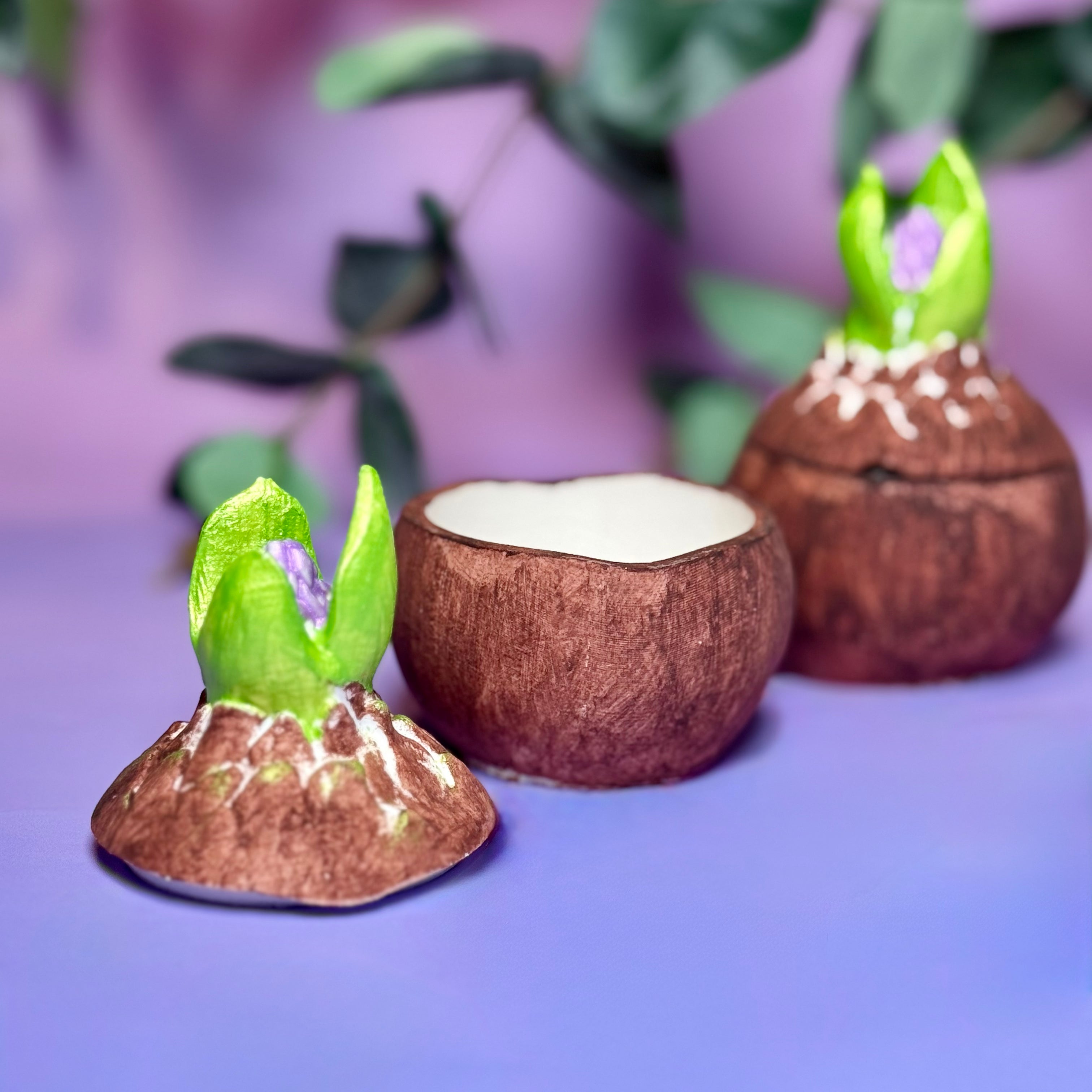 The Hyacinth Bulb — Hand-Painted Botanical Soy Candle in Artisan Jar