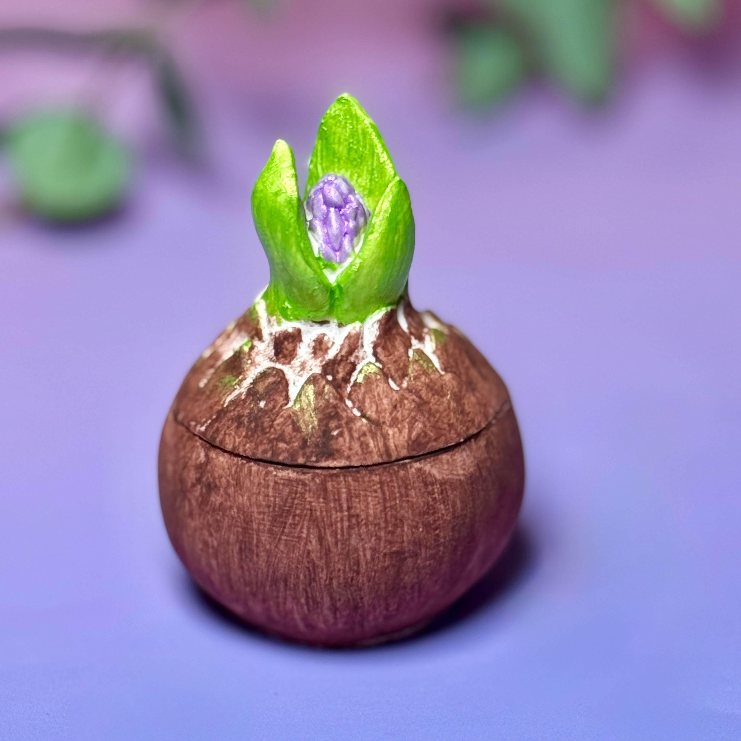 The Hyacinth Bulb — Hand-Painted Botanical Soy Candle in Artisan Jar