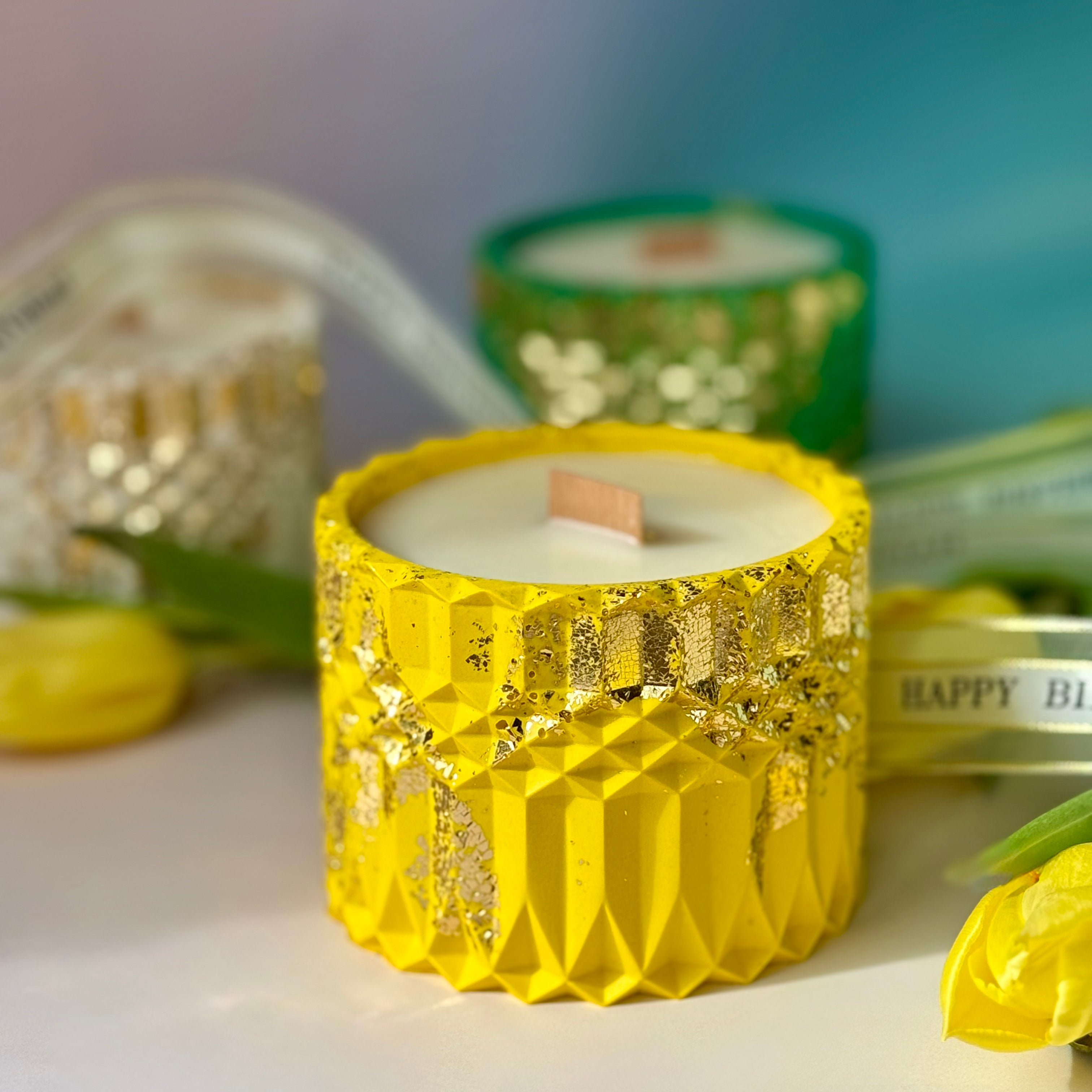 Refillable Hand-poured Soy Wax Candle "Geometric"