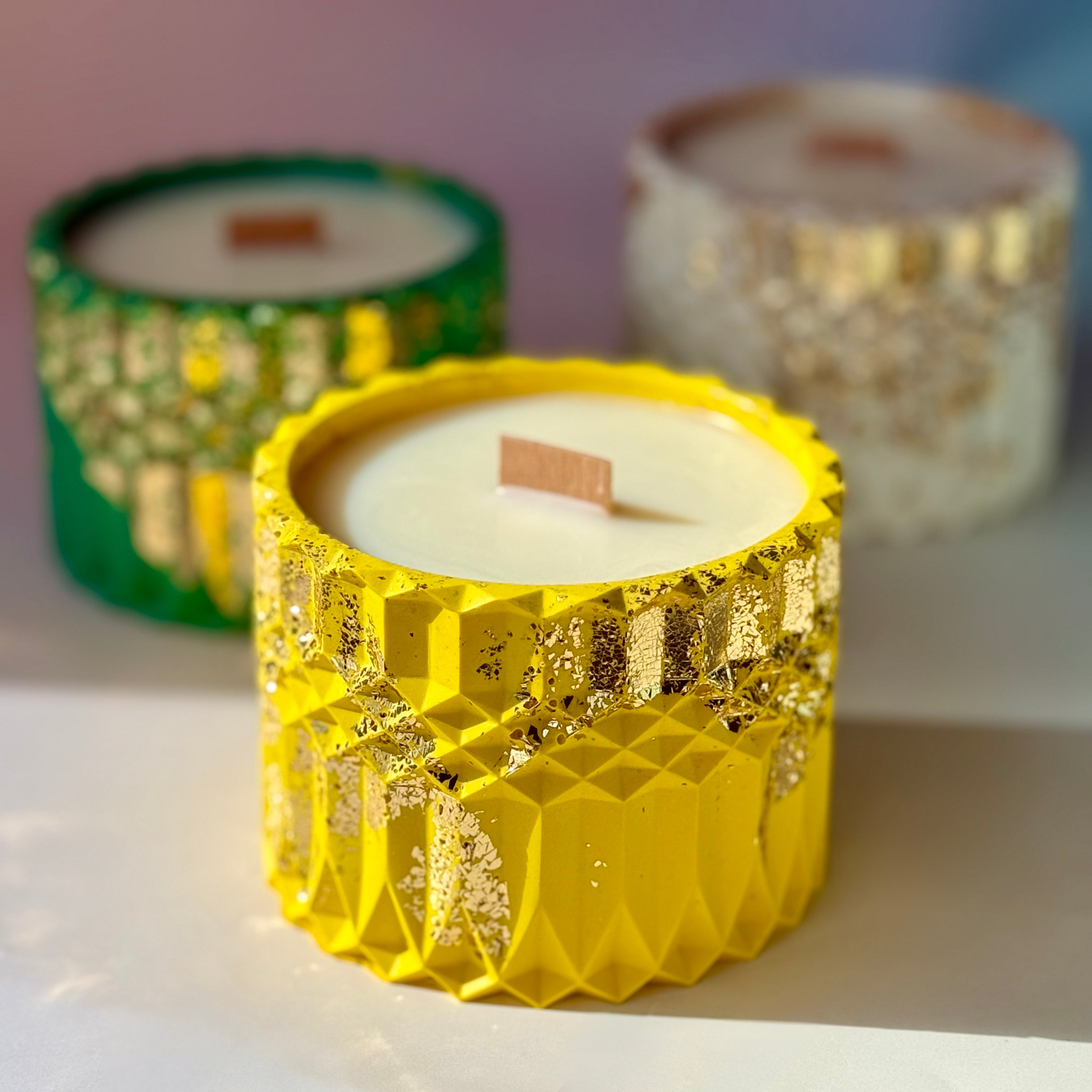 Refillable Hand-poured Soy Wax Candle "Geometric"