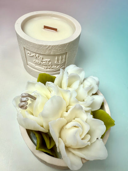 Gardenia Flower Refillable Candle with Gift Box