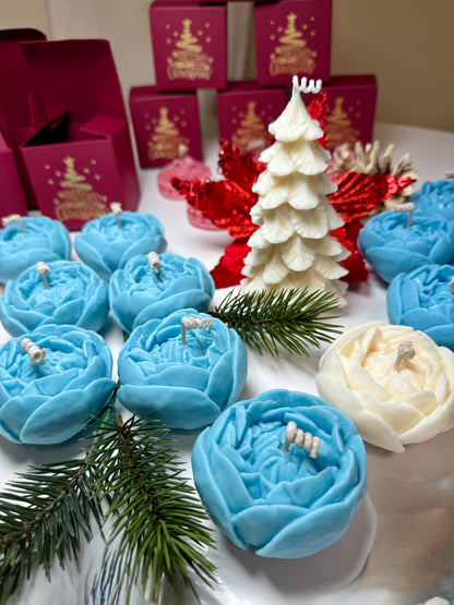 Handmade Peony Flower Soy Wax Candle with Christmas Box