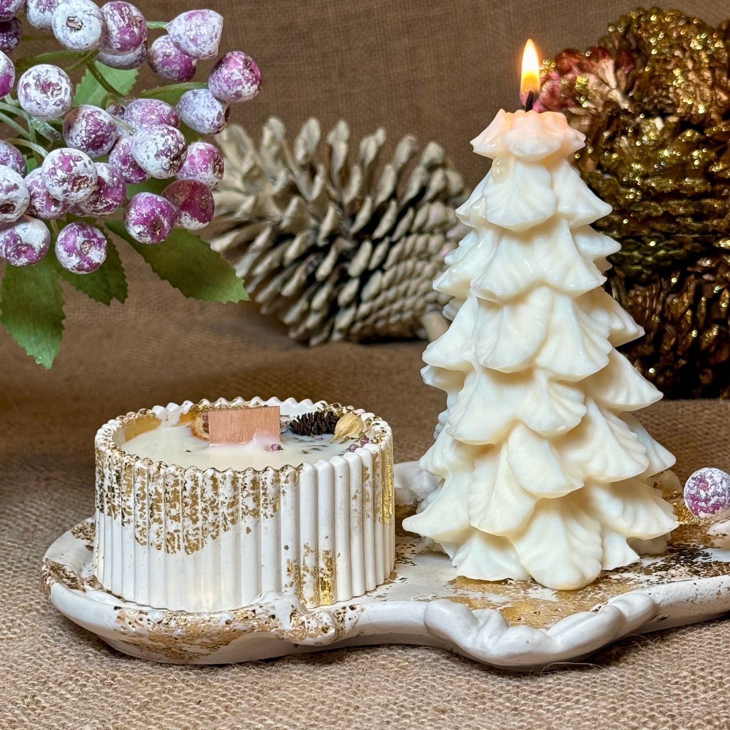 Golden Candle Gift Set "Christmas Tree" with Personalisation