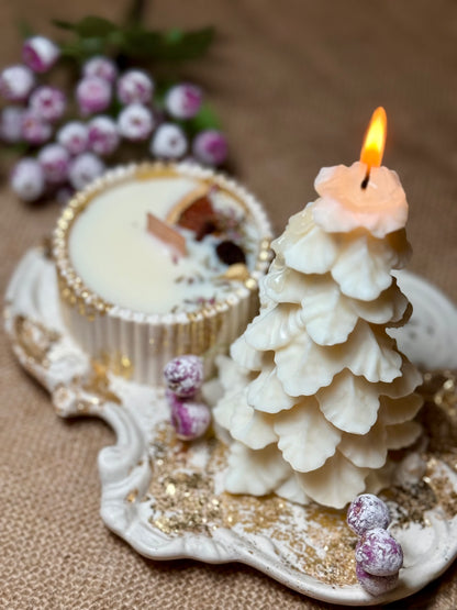 Golden Candle Gift Set "Christmas Tree" with Personalisation