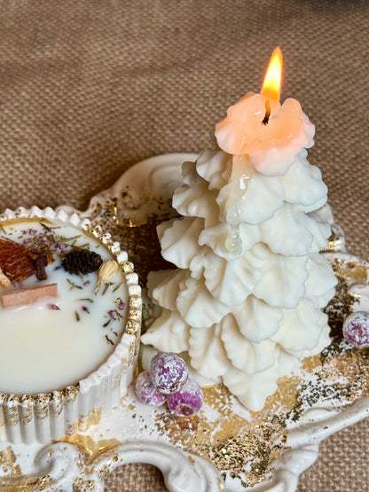 Golden Candle Gift Set "Christmas Tree" with Personalisation