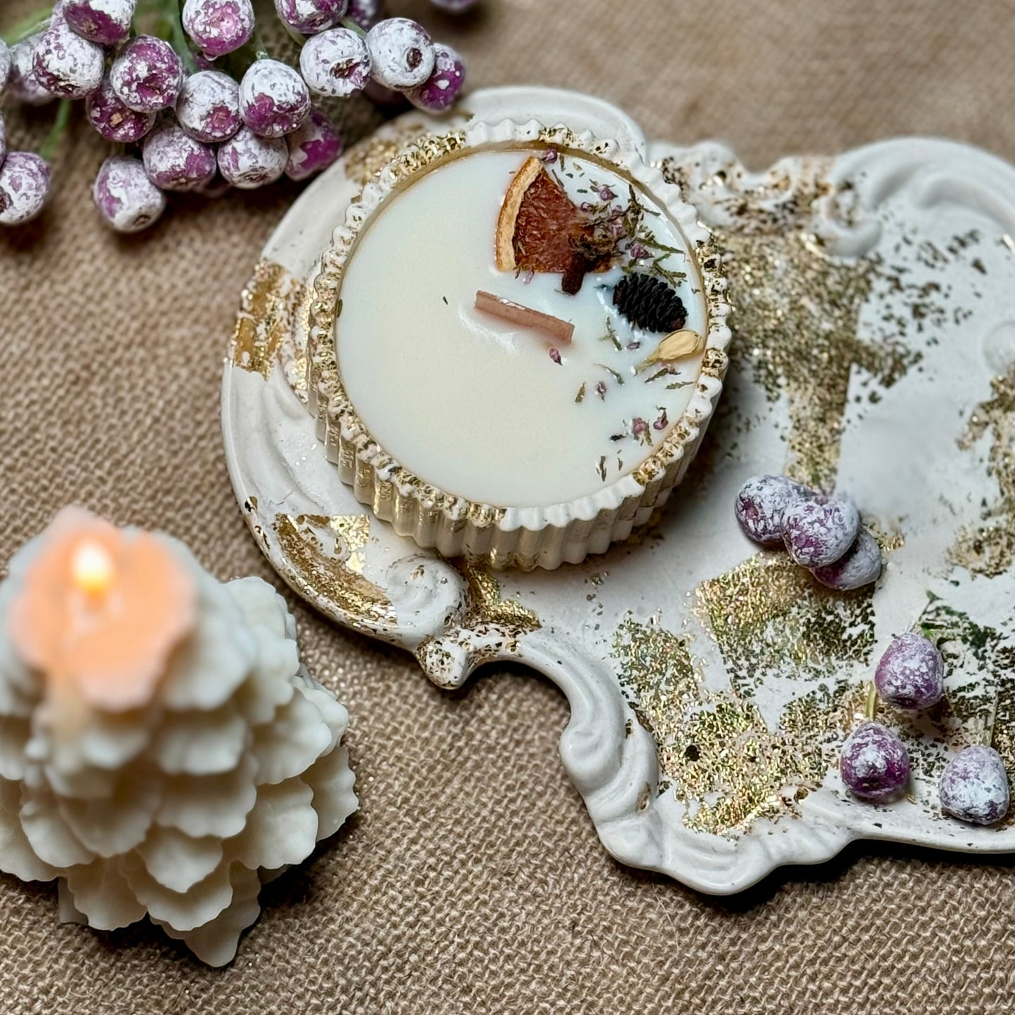 Golden Candle Gift Set "Christmas Tree" with Personalisation