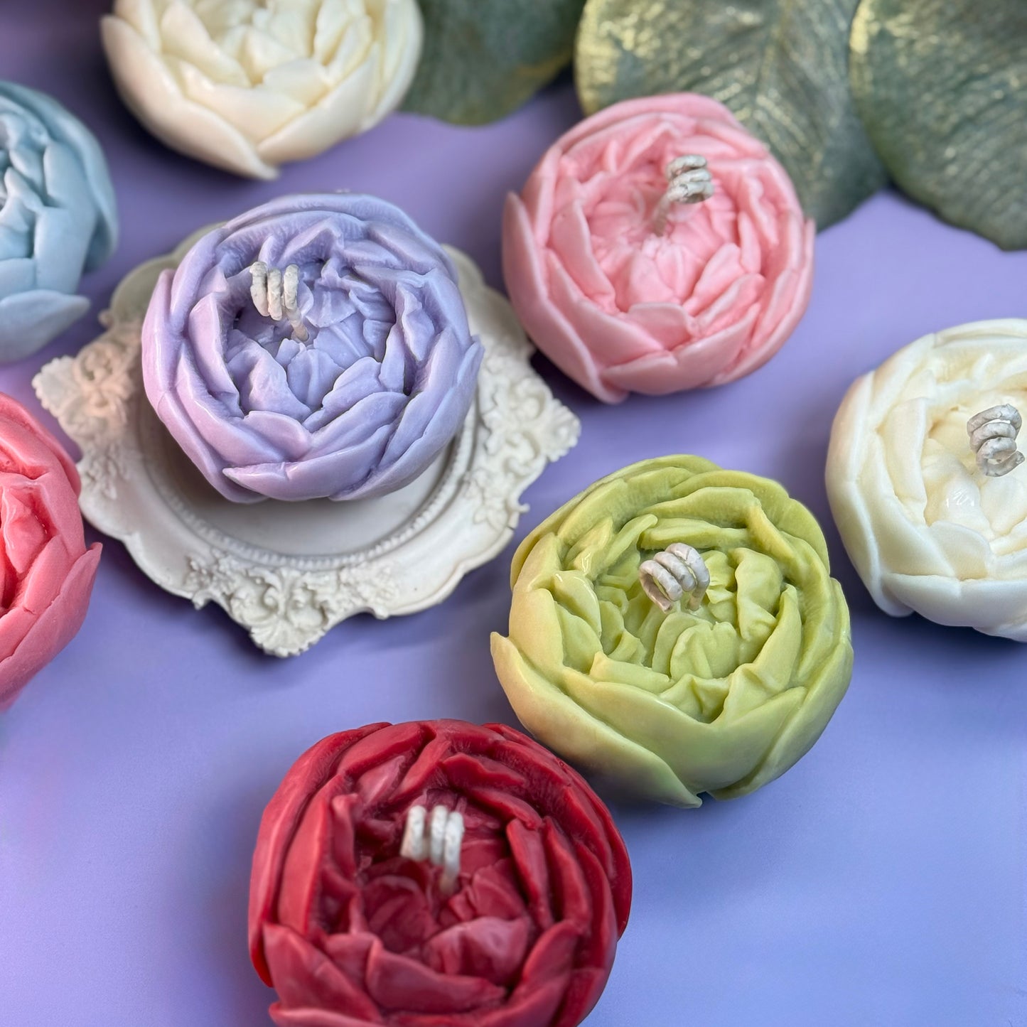 Handmade Peony Flower Soy Wax Candle