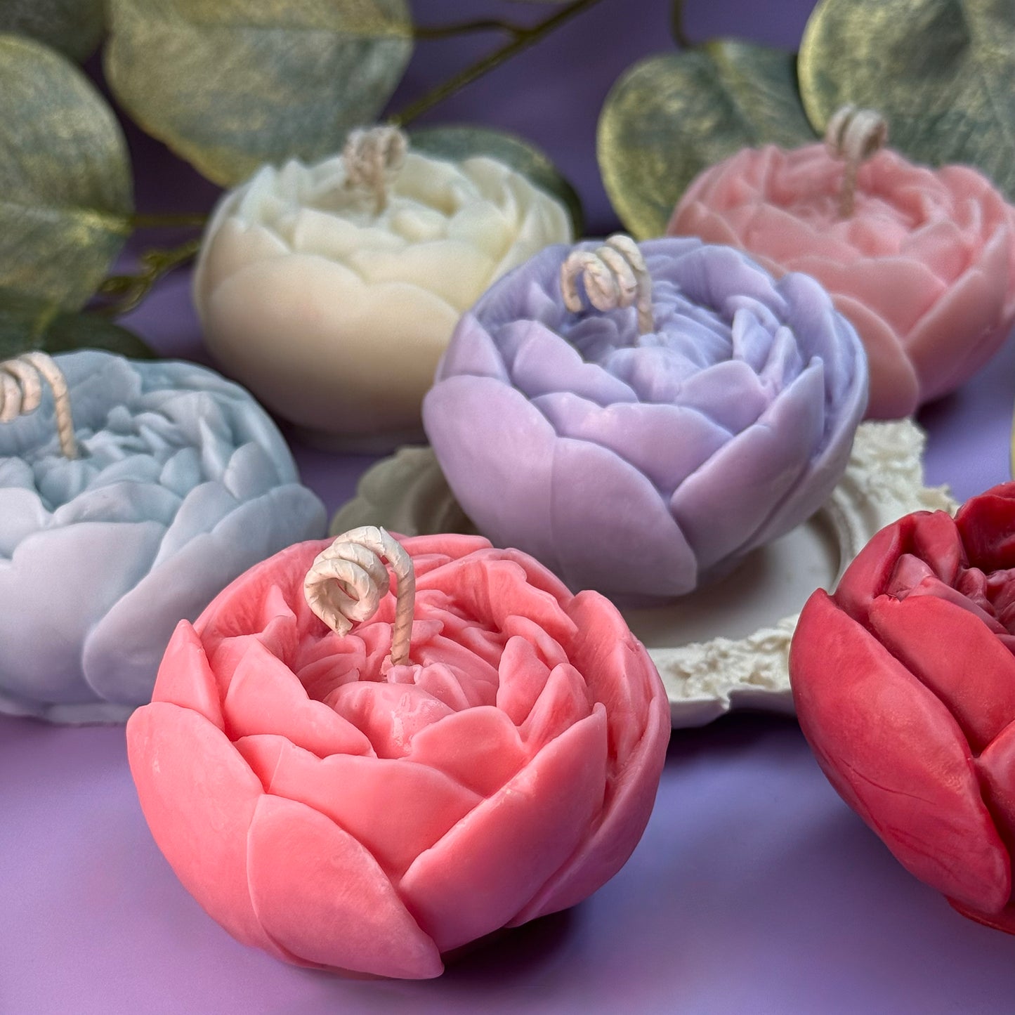 Handmade Peony Flower Soy Wax Candle