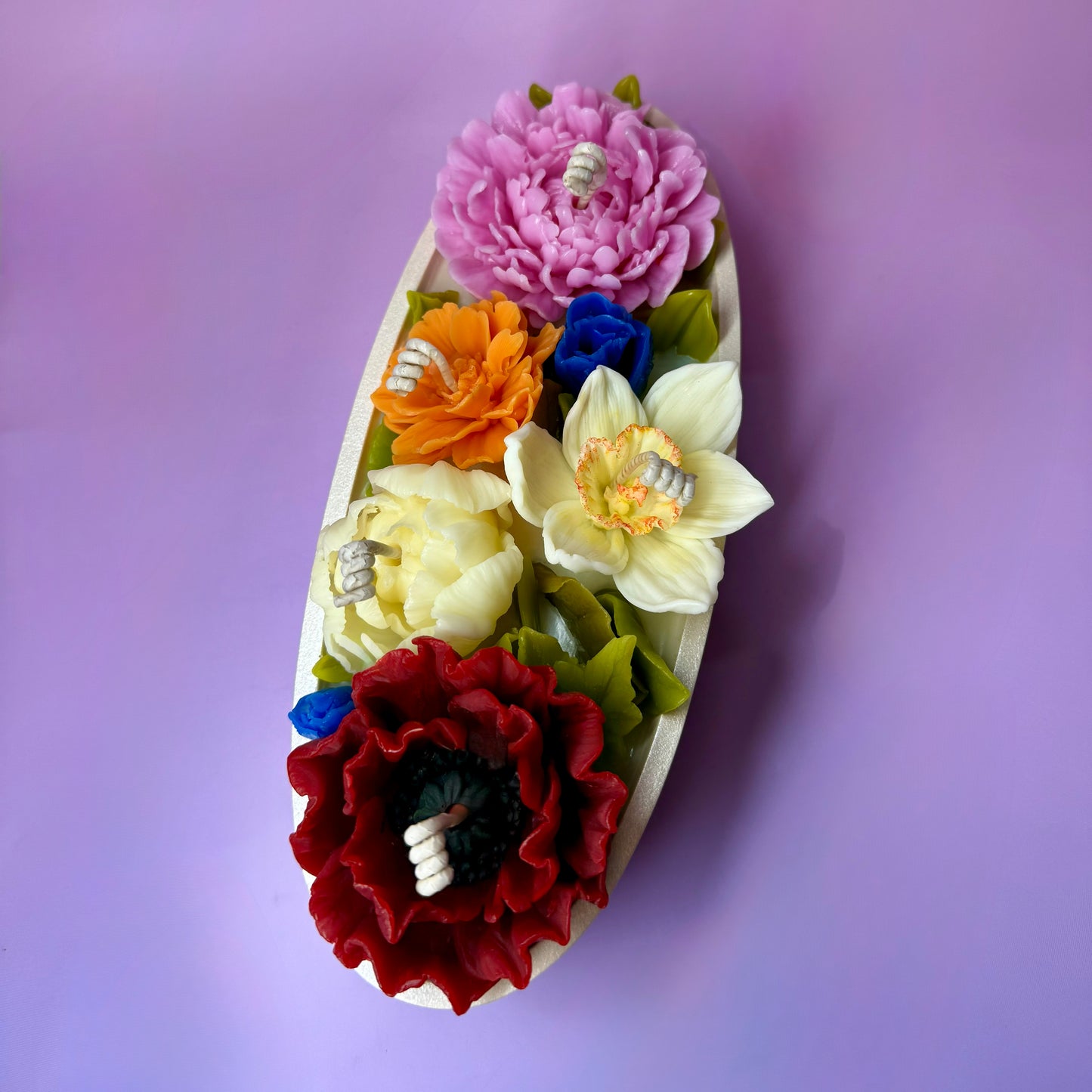 Multi-colored Beeswax Flowers Candle with Gift Box