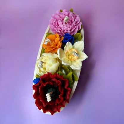 Multi-colored Beeswax Flowers Candle with Gift Box