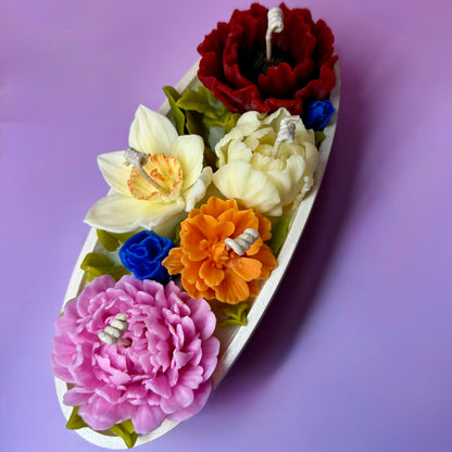 Multi-colored Beeswax Flowers Candle with Gift Box