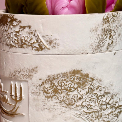 Peony Tulips Beeswax Flowers Refillable Candle with Gift Box