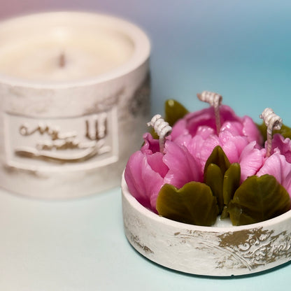 Peony Tulips Beeswax Flowers Refillable Candle with Gift Box