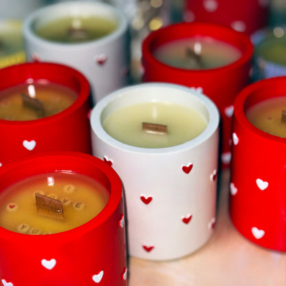 Hand-poured Soy Wax Candle with Hidden Message "I Love You"