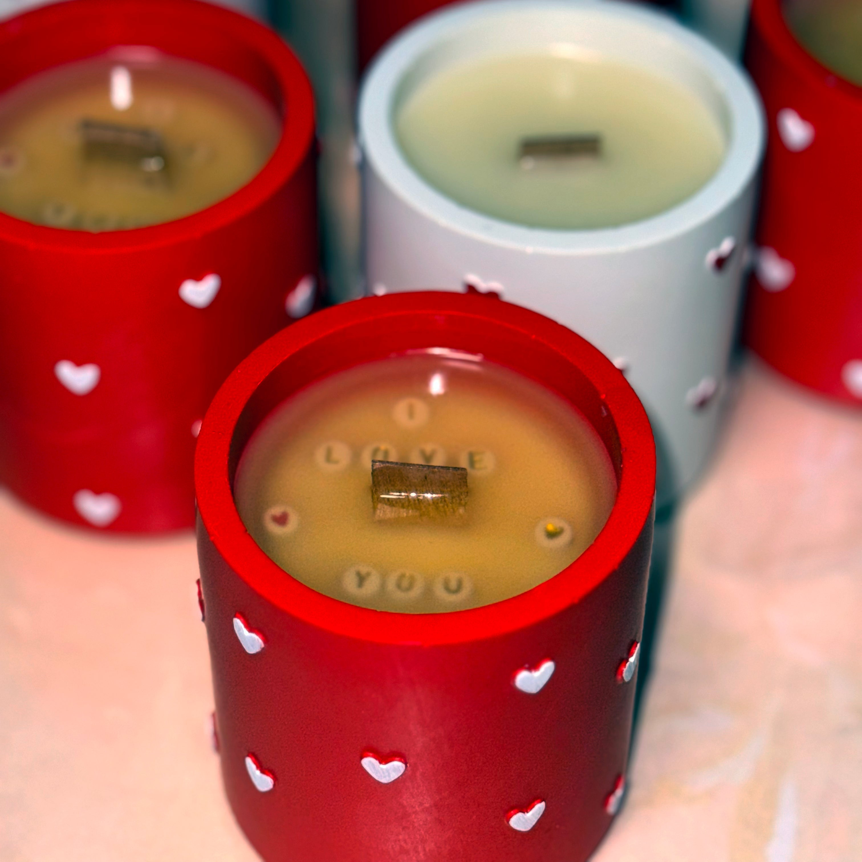 Hand-poured Soy Wax Candle with Hidden Message "I Love You"