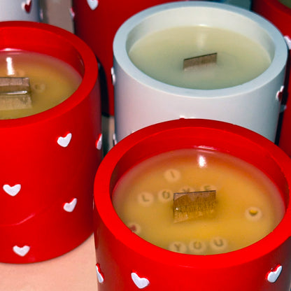 Hand-poured Soy Wax Candle with Hidden Message "I Love You"