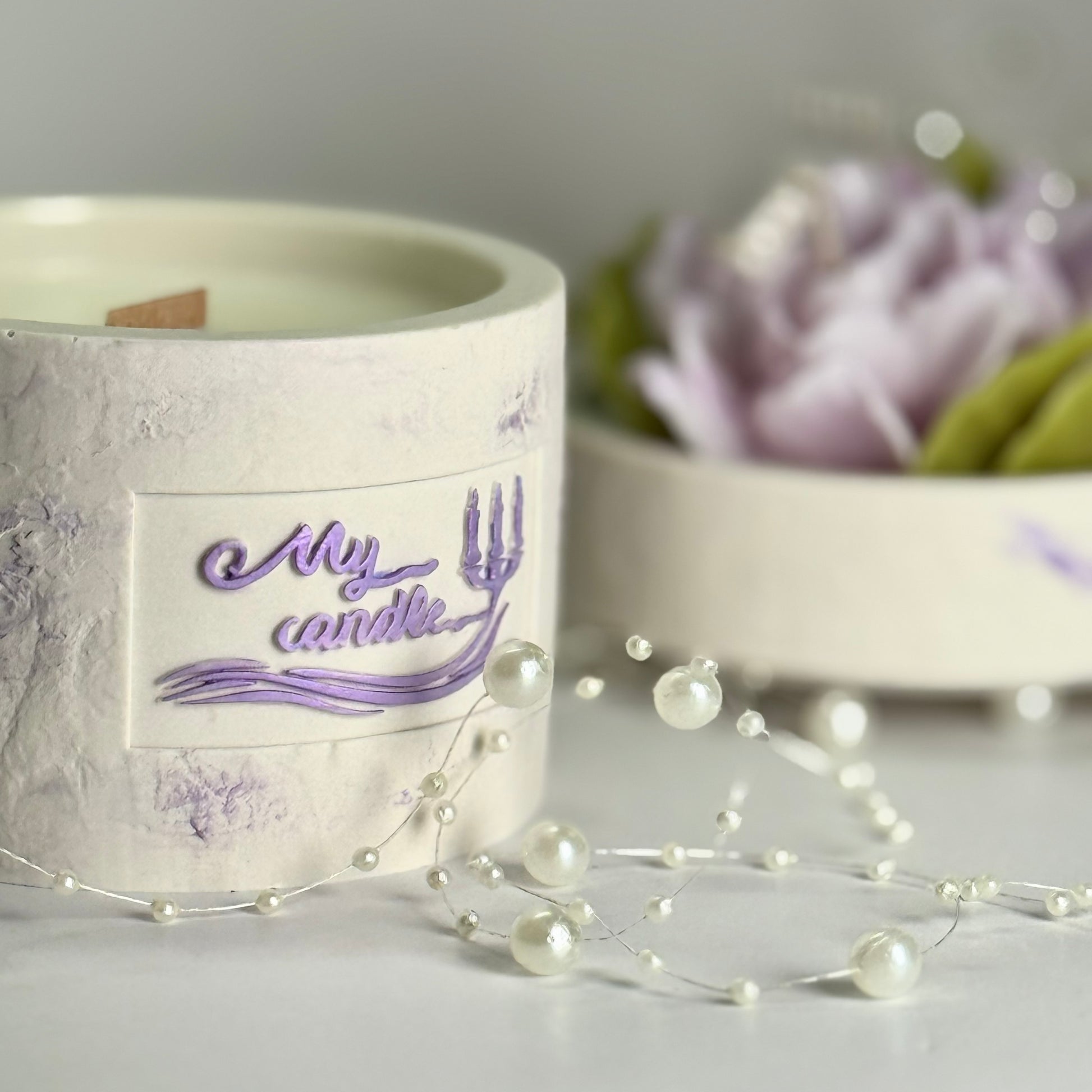 Elegant setup of the gardenia flower candle centrepiece, perfect for luxury home styling.