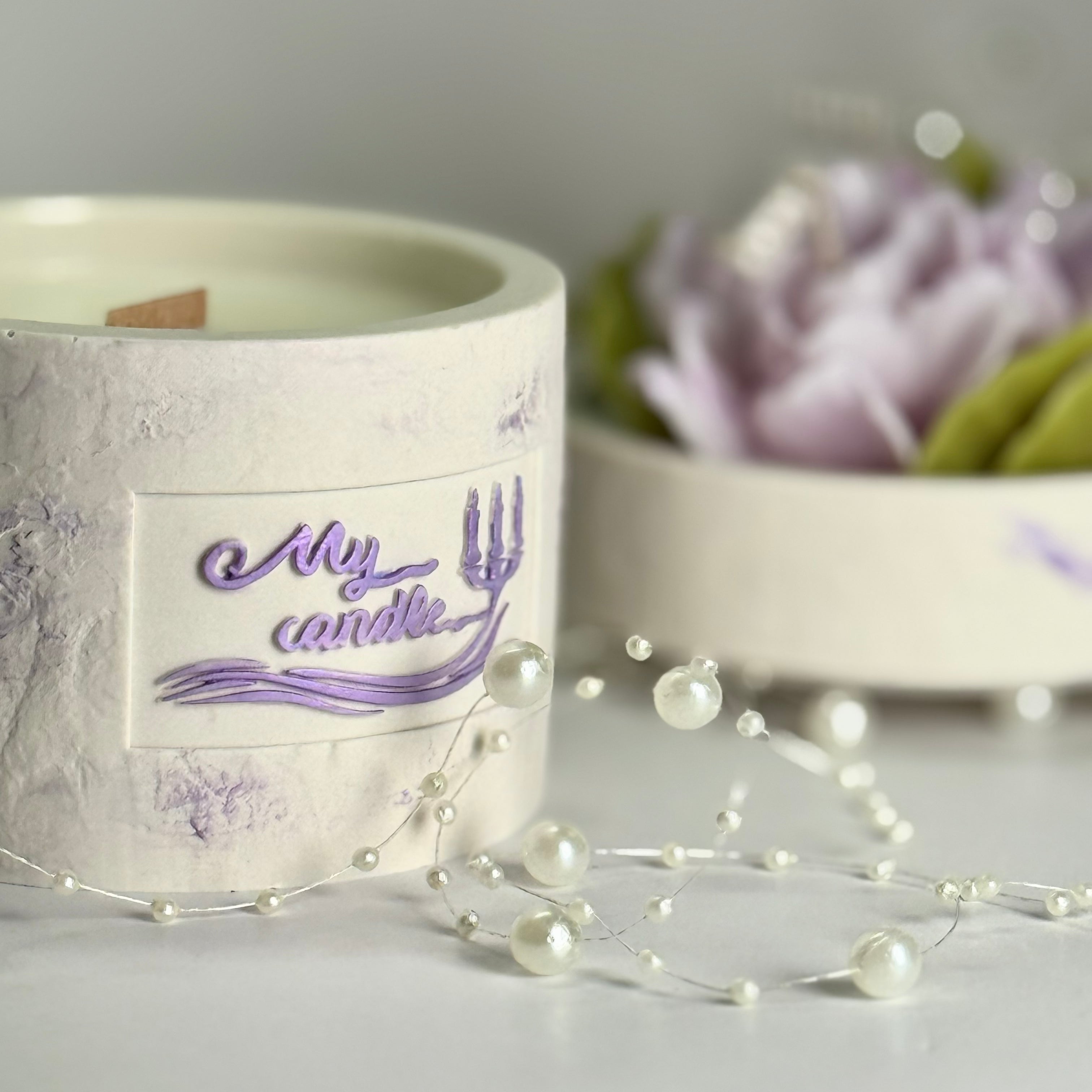 Elegant setup of the gardenia flower candle centrepiece, perfect for luxury home styling.