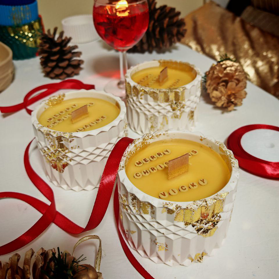 Hand-poured Soy Wax Candle with Hidden Message "Merry Christmas"