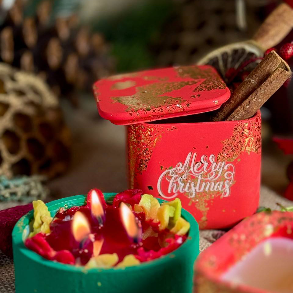 Handmade Soy Wax Candle with Christmas Box