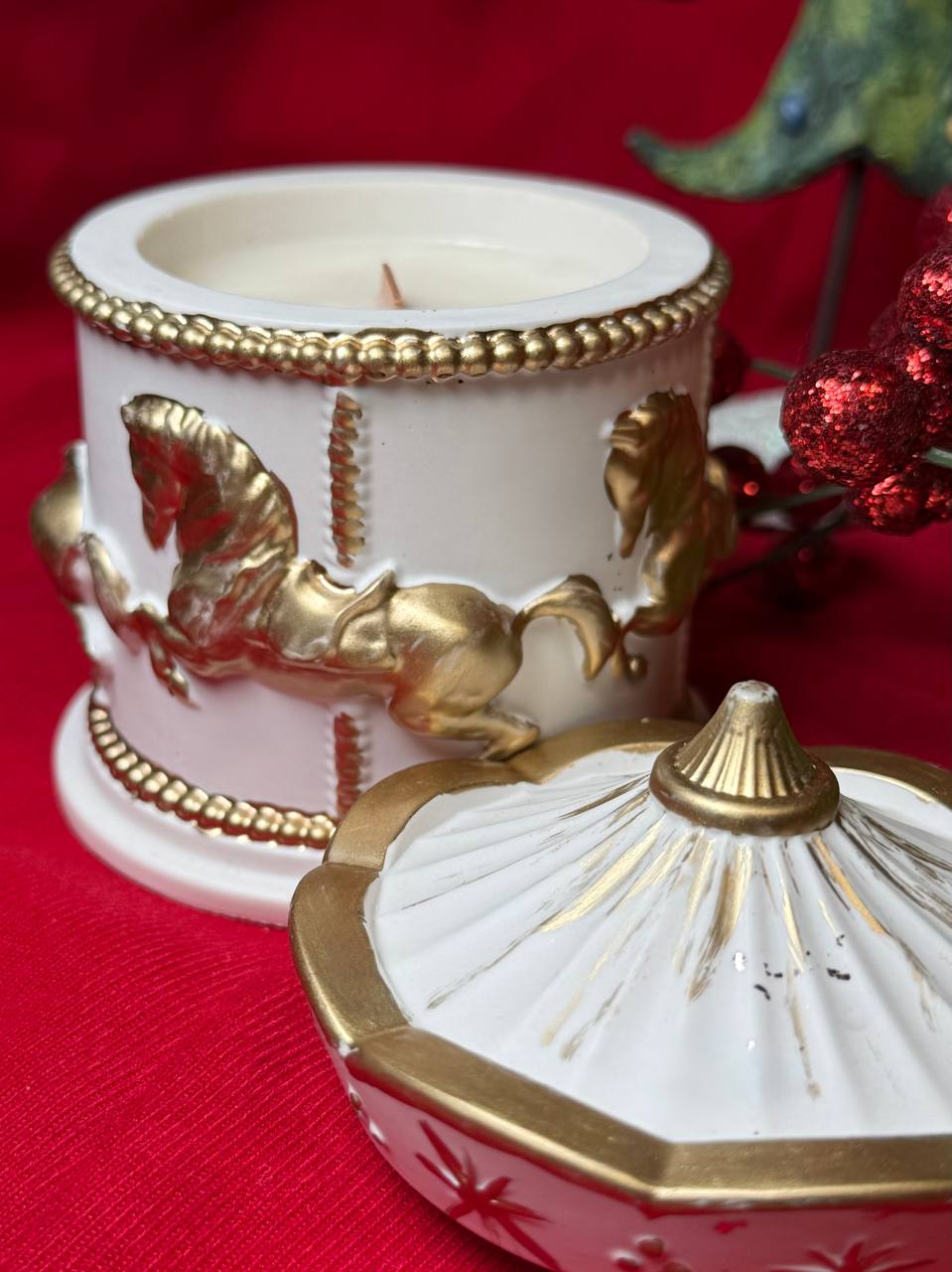 Handmade Soy Wax Candle "Carousel" with "Christmas Wish" scent