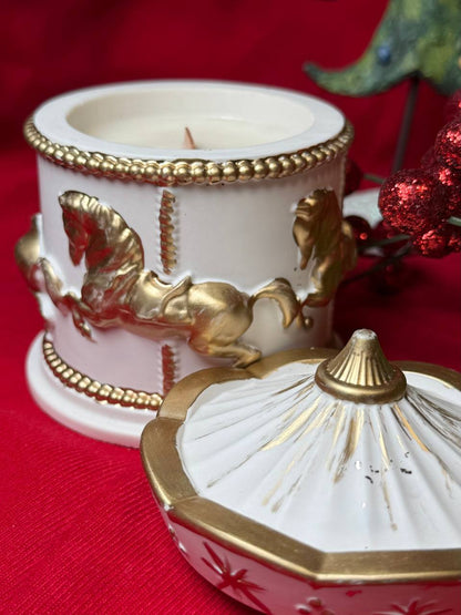 Handmade Soy Wax Candle "Carousel" with "Christmas Wish" scent