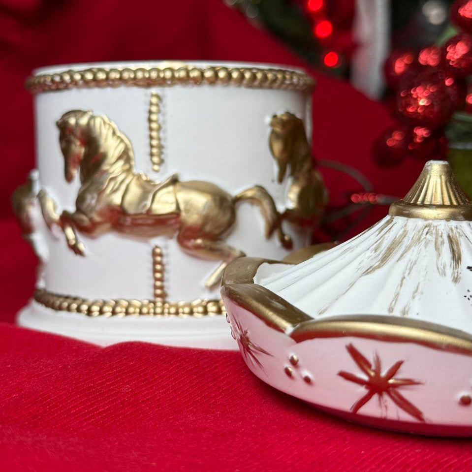 Handmade Soy Wax Candle "Carousel" with "Christmas Wish" scent