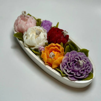 Multi-colored Peony Tulip Flowers Candle Set
