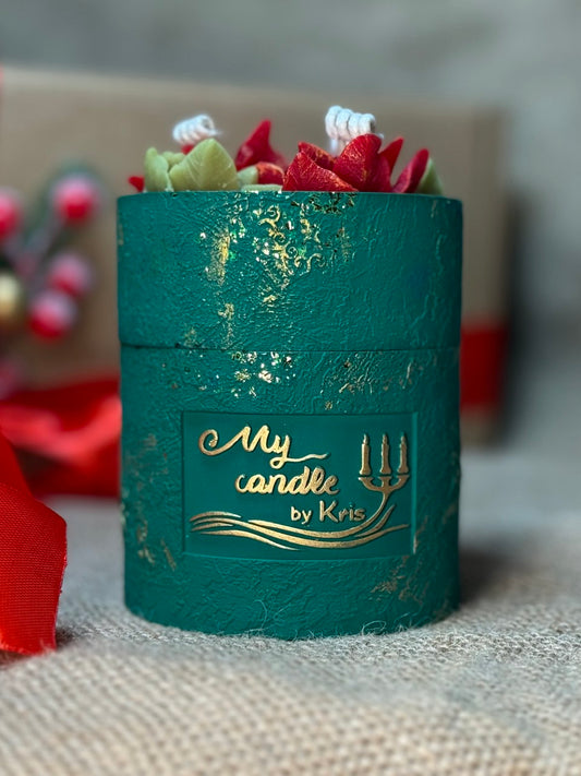 Poinsettia Flower Refillable Candle with Gift Box