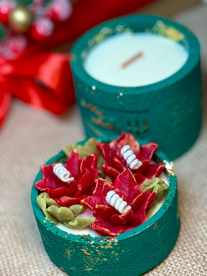 Poinsettia Flower Refillable Candle with Gift Box